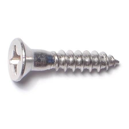 Midwest Fastener Wood Screw, #10, 1 in, Plain 18-8 Stainless Steel Flat Head Phillips Drive, 12 PK 79142